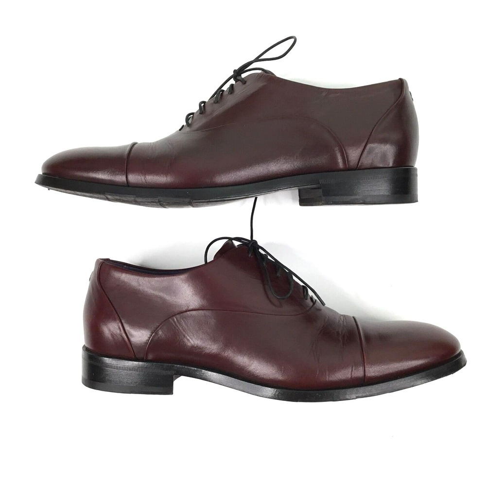 Noah Waxman Mens Oxford Dress Shoes sz 42 Cap Toe Burgundy Handmade Italy Luxury